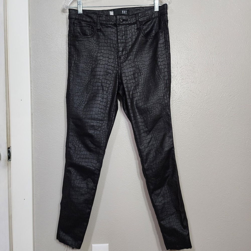Kut from the Kloth Black Crocodile Connie‎ Fab Ab Ankle Skinny Jeans Size 10
